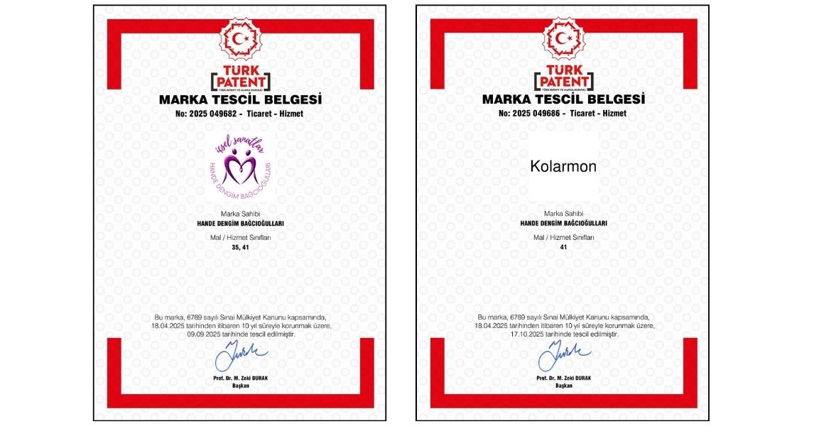 İçsel Sanatlar® ve Kolarmon® Marka Tescilleri